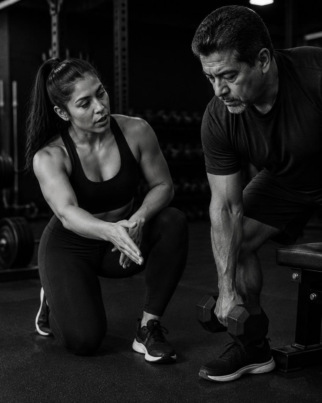 Entrenadora explicando un ejercicio