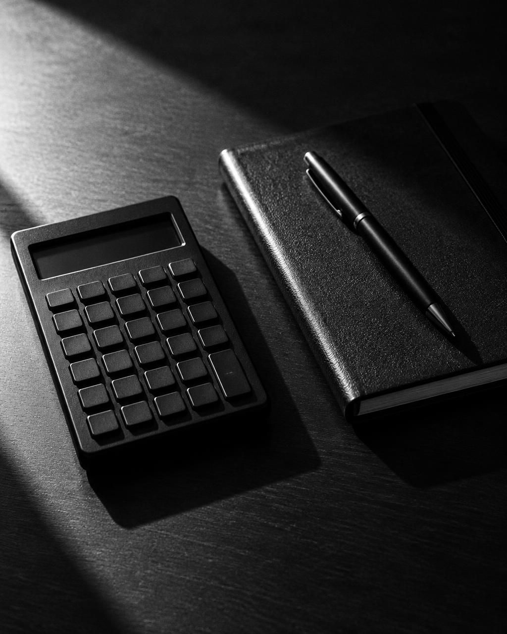 Calculadora y cuaderno